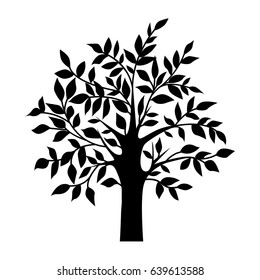 Abstract Black Tree Isolated Natural Plant Stock Vector (Royalty Free ...