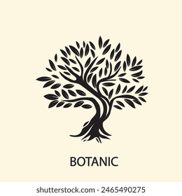  Abstract  black tree logo design.Natural plant emblem. nature icon, Tree of life symbol. botanic Vector illustration.Eps 10.