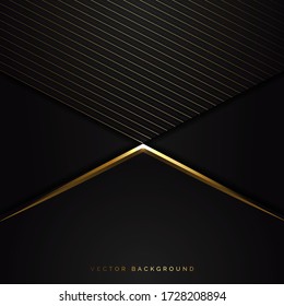 Abstract black triangle background with striped lines golden. Luxury style. You can use for ad, poster, template, business presentation. Vector illustration