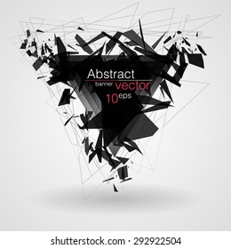 Abstract Black Triangle Banner Explosion. Vector Illustration.