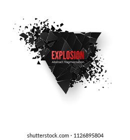 Abstract black triangle explosion pattern. Geometric background. Vector illustration isolated on white background