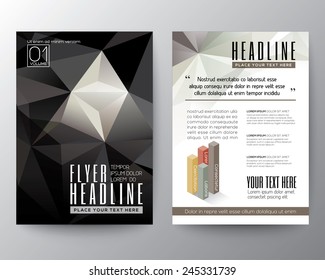 Abstract Black Triangle Geometric Brochure Flyer design Layout vector template in A4 size