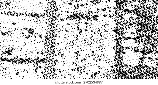 Abstract black triangle geometric pattern background on white background. Halftone triangles pattern. Abstract geometric gradient background. Vector illustration
