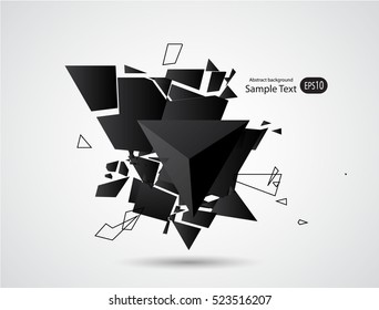 Abstract Black Triangle Geometrical Background, Vector Illustration