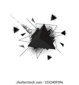 Abstract black triangle pyramid Geometric Background Vector Image