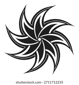 Patrón tribal negro Abstractas de la explosión estelar aislado en el Vector de fondo blanco