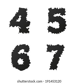 Abstract black vector alphabet numbers