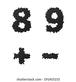 Abstract black vector alphabet numbers