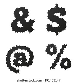 Abstract black vector alphabet symbols