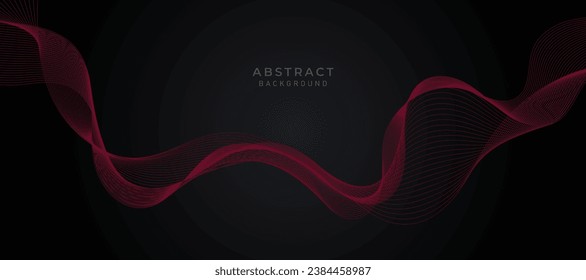 Abstract black vector background with maroon wavy lines.