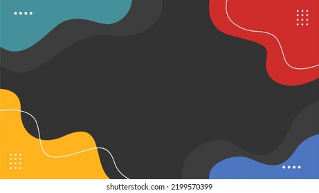 Abstract black vector background. Background Wallpaper with blue, orange, green and red abstract shapes. Can be used for various template designs, banners, posters and others