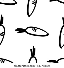 abstract black vector carrot on white background. repeatable seamless pattern