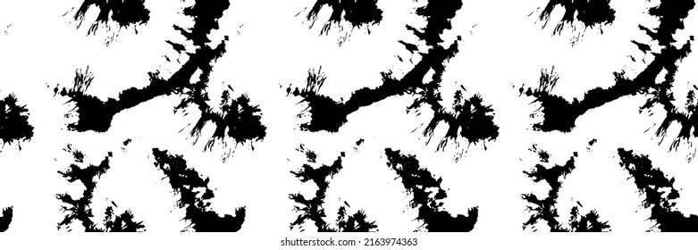 Abstract Black Vector. Dark Tye Dye Paint. Dirty Brush Ornament. Black Stain Repeat. Seamless  Dirty Texture. Seamless Dirt Print. Black Seamless Pattern. Grain Grunge Vector. Vector Brush Background