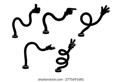 Abstract black vector illustration of worm-like shapes representing bacteria, germs, or microorganisms. Suitable for medical, hygiene, infection, science, or biology-related concepts with creative minimal design style.