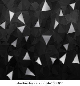 Abstract Black Vector Metal Background with Polygonal Black Triangles