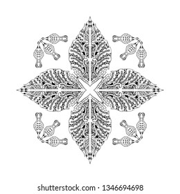Abstract black vector ornament on the white background. Vintage vector pattern