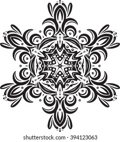 Abstract black vector round lace design - mandala, decorative element.