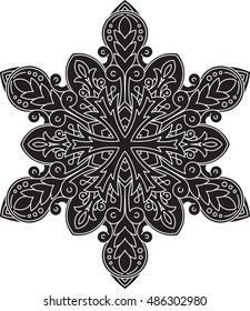 Abstract black vector round lace design - mandala, decorative element.