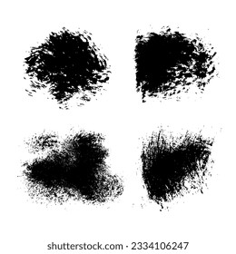 Abstract  black vector strokes- backgrounds painted by dry brush isolated on a white background