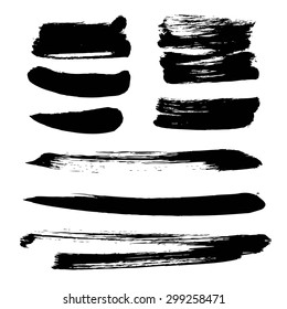 Abstract black vector strokes of ink on white background