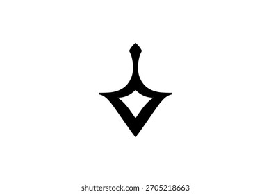 Abstrakter, schwarzer V-förmiger geometrischer Symbolvektor: Minimalistisches modernes Symboldesign