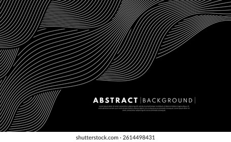 Abstract black water wave line pattern background. Japanese style concept. Wavy art wallpaper. Vector illustration.