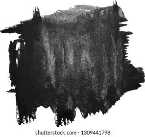 Abstract black watercolor hand paint texture, isolated on white background, watercolor textured backdrop, watercolor drop, traced, vector eps 10