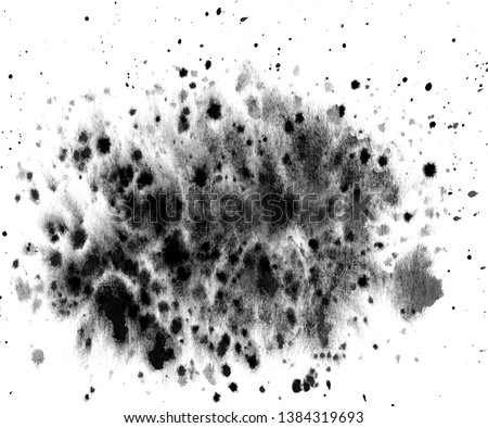 Abstract black watercolor hand paint texture, isolated on white background, watercolor textured backdrop, watercolor drop, traced, vector eps 10