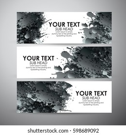 Abstract black watercolor. Vector banners set background.