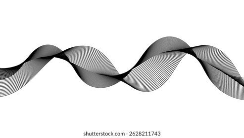 Abstract black wave gradient lines on white background. Modern design. Vector illustration
