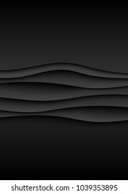Abstract black wave layers paper cut cover design.A4 size for business flyers template,book covers and material design.Vector illustration.
