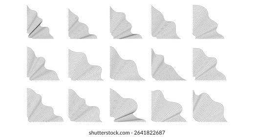 Abstract Black Wave Line Corner 