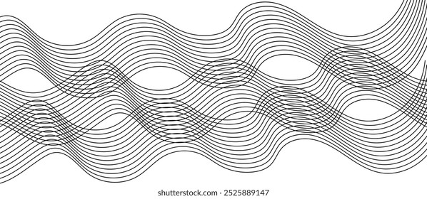 Líneas de onda negras Abstractas sobre un fondo blanco