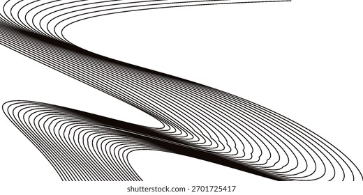 Abstract black wave lines on white background. Dynamic wave pattern modern