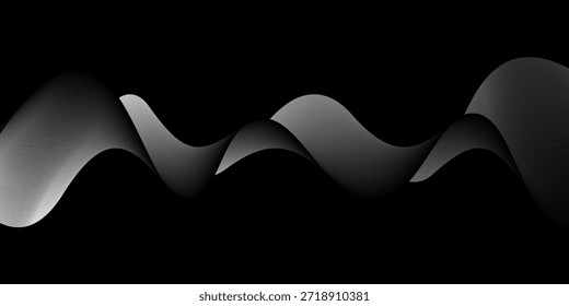 Linhas de Onda Pretas Abstratas em Fundo Branco. Plano de fundo abstrato minimalista com linhas de onda preta fluindo em uma superfície limpa. Perfeito para projetos de design moderno. Ilustração vetorial
