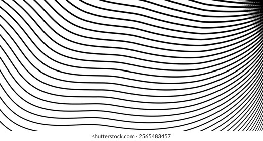 Abstract black wave lines pattern on white background, vector illustration, eps10.