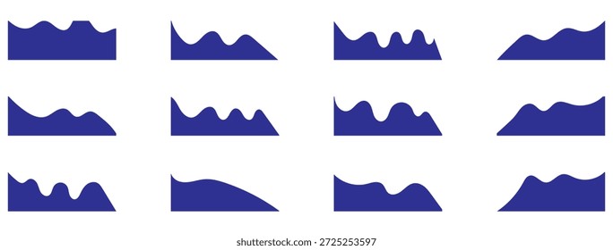 colección de forma de onda negra Abstractas para Anuncios, divisores y fondos en Ilustración vectorial fluida suave. Para Anuncios, divisores, cabeceras, fondos, Elementos decorativos, Sitio web y más.