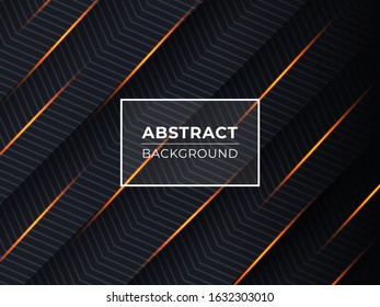 Abstract Black Wave Strip Layer Background with Lights Line.