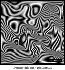 Abstract black wave texture. Vector black line wavy pattern.