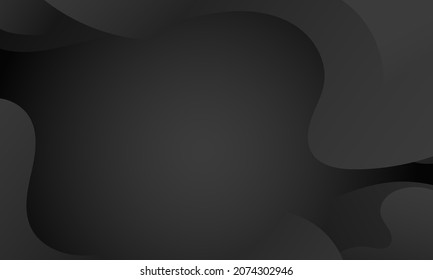 Abstrakter, schwarzer Wellen, geometrischer Hintergrund. Modernes Hintergrunddesign. Farbverlauf-Farbe. Zusammensetzung der flüssigen Formen. Geeignet für Präsentationsdesign. Website, Banner, Wallpaper, Broschüre, Poster