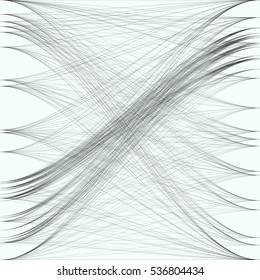 Abstract black waves and lines. Gray color chaotic, random, messy curves, swirl. Motion design background. Vector decoration