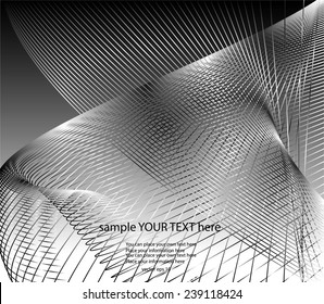 Abstract black waves on gray background