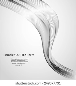 Abstract black waves on gray background