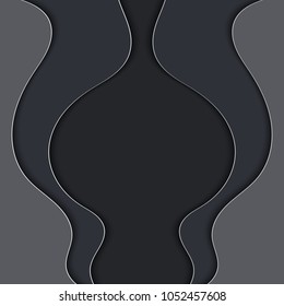 Abstract black wavy background. 