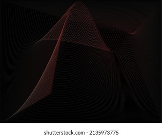 fondo ondulado negro abstracto con onda de línea blanca roja, se puede usar para diseño de fondo de pared exclusivo para afiches, folletos, presentación, sitio web, etc.