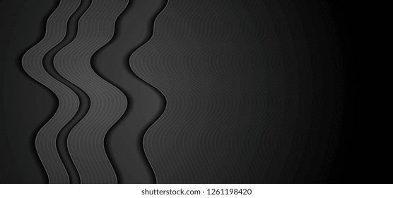 Resumen de diseño de banner tecnológico de concepto ondulado negro. Fondo del vector