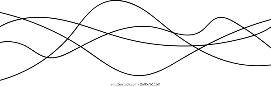 Abstract black wavy line background vector on white background