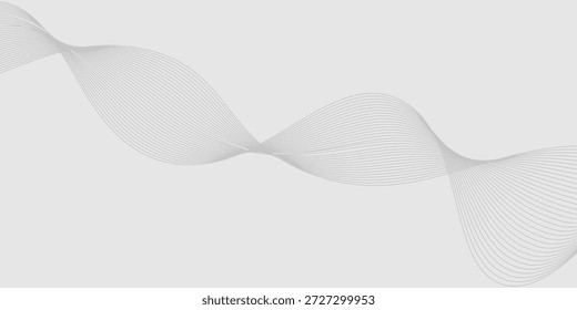 Abstractas línea ondulada negra sobre fondo gris plateado. Diseño de línea fluida exclusiva. Concepto de línea de Tecnología