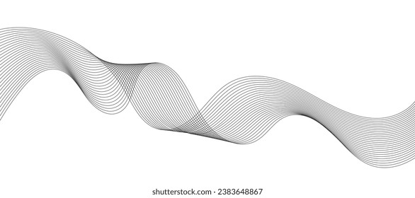 Abstract black wavy lines background with copy space.