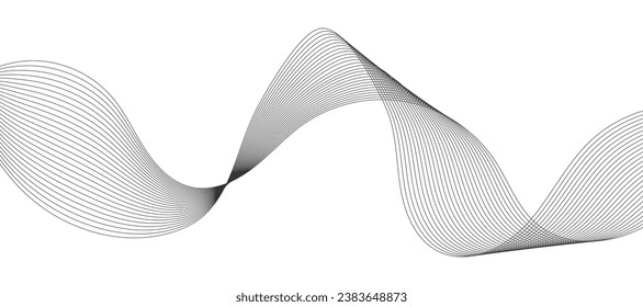 Abstract black wavy lines background with copy space.